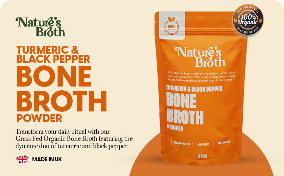 Organic Bone Broth with Turmeric Extract and Black Pepper 270g