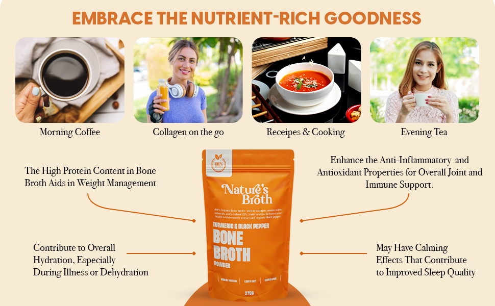 Organic Bone Broth with Turmeric Extract and Black Pepper 270g