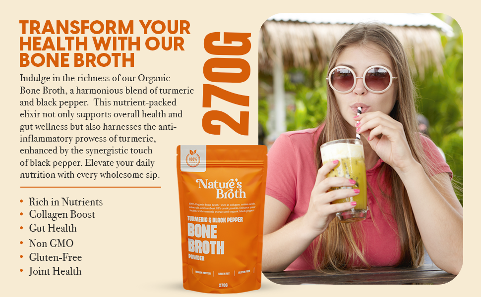 Organic Bone Broth with Turmeric Extract and Black Pepper 270g