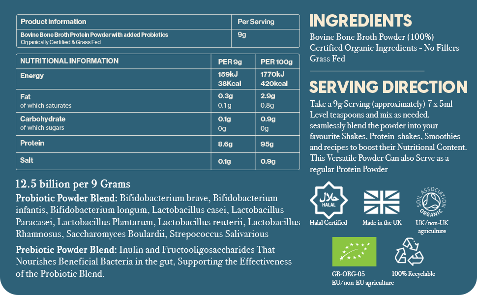 Organic Bone Broth Infused with Probiotics 270g